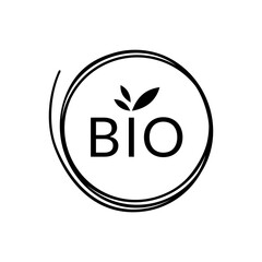 bio logo vector design, leaf, abstract circle in black and white colors