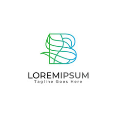 Letter B monoline logo template.