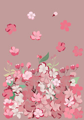 Free hand Sakura flower vector set, Beautiful line art Peach blossom isolate on white background.Branch of cherry blossom for printing on wallpapers and sticker.Japanese flower.Golden line art.