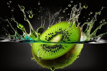 Kiwi Juicy fruit drop in water splash (AI Generate) © sweetsheepss