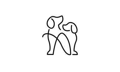 Pet shop Logo, Two dogs lovers logo vector icon illustration.