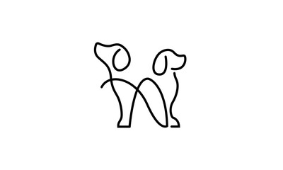 Pet shop Logo, Two dogs lovers logo vector icon illustration.