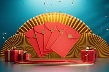 3d rendering chinese new year red packet
