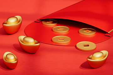 3d rendering chinese new year red packet