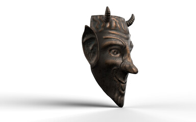 Obraz premium happy devil bronze mask on white background
