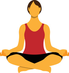 Woman in meditation pose with legs crossed in yoga attire vector graphic.