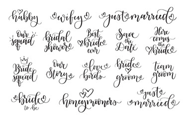 Naklejka premium Wedding and family cute lettering designs. Elegant modern calligraphy