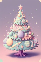 Kawaii Christmas Tree Pastel Colors