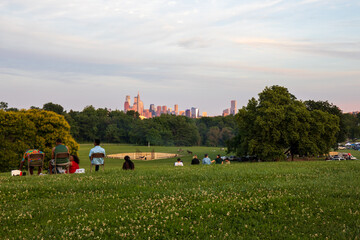 Philadelphia summer skyline, view from Fairmount Park, Pennsylvania, 2022.