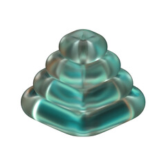 High resolution 3D render of Abstract shape 3D design with glass material, with transparent background