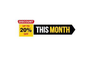 20 Percent THIS MONTH offer, clearance, promotion banner layout with sticker style.