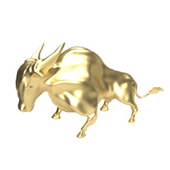 golden bull png image for business concept 3d rendering