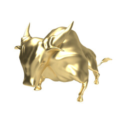golden bull png image for business concept 3d rendering