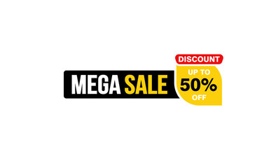 Obraz premium 50 Percent MEGA SALE offer, clearance, promotion banner layout with sticker style.