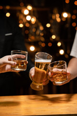 Celebrate whiskey on a friendly party in  restaurant