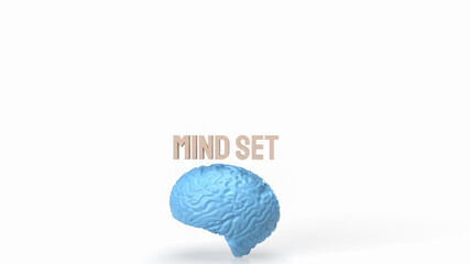 blue brain and mindset wood text 3d rendering