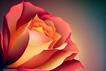 close-up shot of a single rose petal on a gradient abstract background, illustrating themes of beauty, romance, and femininity, DIGITAL ART (AI Generated)