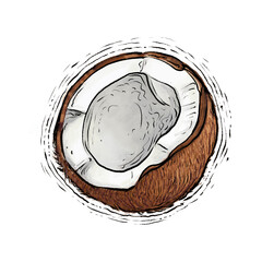 Coconut fruit drawing illustration