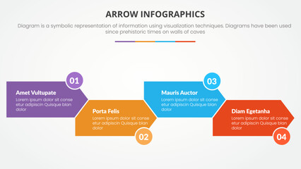 arrow shape infographic concept with right direction for slide presentation with 4 point list