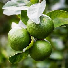 Lemon with lemon trees in an orchard.