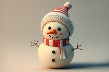 A hat wearing snowman from a holiday animation. Generative AI