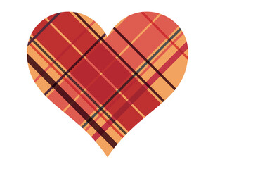 Red, yellow, black checkered heart on white isolated background for valentines	