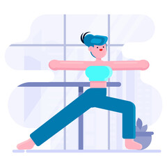 vector illustration of a girl doing yoga training lifestyle concept