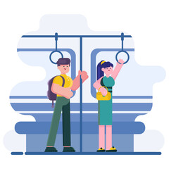 vector illustration of people in subway or bus