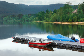 Fototapeta premium landscape with boats on the lake