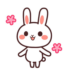Obraz premium 喜ぶ兎のかわいいキャラクター 斜め イラスト素材