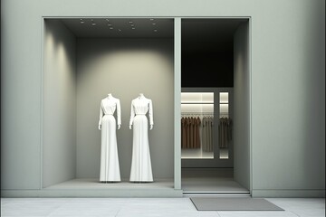 A minimal dress shop, ai generated 3d rendering