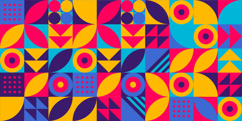 Geometric design element halftone graphic colorful shapes line vector shapes abstract mural background banner dot © LAB