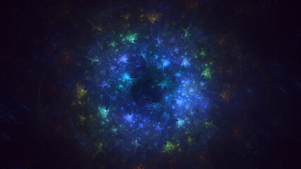 3D rendering abstract multicolor fractal light background