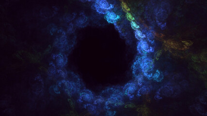 3D rendering abstract multicolor fractal light background