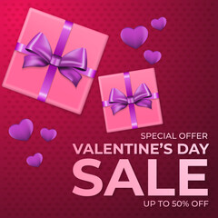 Valentine's Day Sale Background Banner, love hearth vector illustration for media promotion