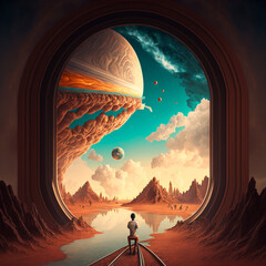 silhouette of man walking at lanscape feild at sunset