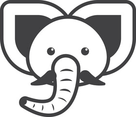 elephant face illustration in minimal style