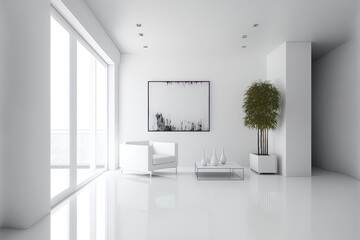 contemporary white interior design. Generative AI