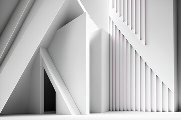 Background of abstract modern white architecture. Illustration. Generative AI