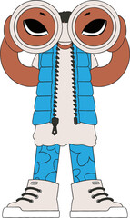 Young girl using binoculars. Looking for a company of first-class employees.