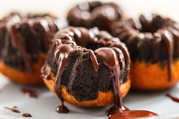 chocolate cakes on the plate