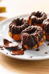 chocolate cakes on the plate