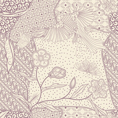 seamless floral and bird concept batik pattern design. traditional pastel color batik