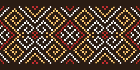 Nature vintages cross stitch traditional ethnic pattern paisley flower Ikat background abstract Aztec African Indonesian Indian seamless pattern for fabric print cloth dress carpet curtains and sarong