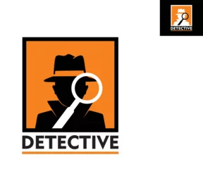 Fototapeten SPY, DETECTIVVVE LOGO, silhouette of a man weer hat and jacket vector illustration © nenk123