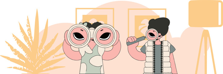 Attractive HR team using binoculars and magnifier. Committed to attracting the best and brightest in the industry.