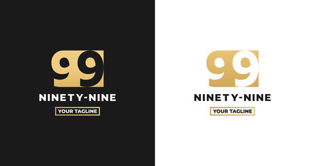 Number 99 logo or Logo Number 99 isolated on white and black background. Logo Number 99 elegant. Suitable for brand logos or products with the brand name fifteen. Number 99 logo simple gold color. - obrazy, fototapety, plakaty