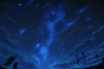 アニメ映画風の自然系背景のイラスト(AI generated image)