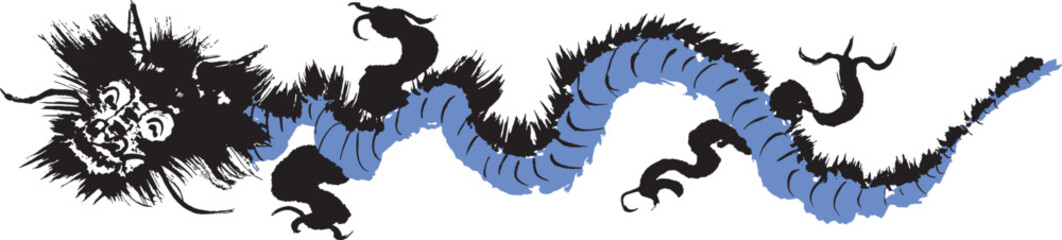 龍　辰年　手書きの毛筆イラスト