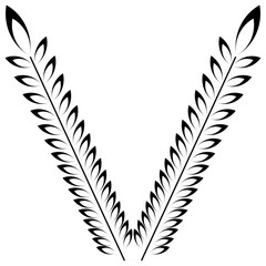 Fototapeta premium black and white feather pen quill symbol of nature silhouette decoration icon logo object leaf